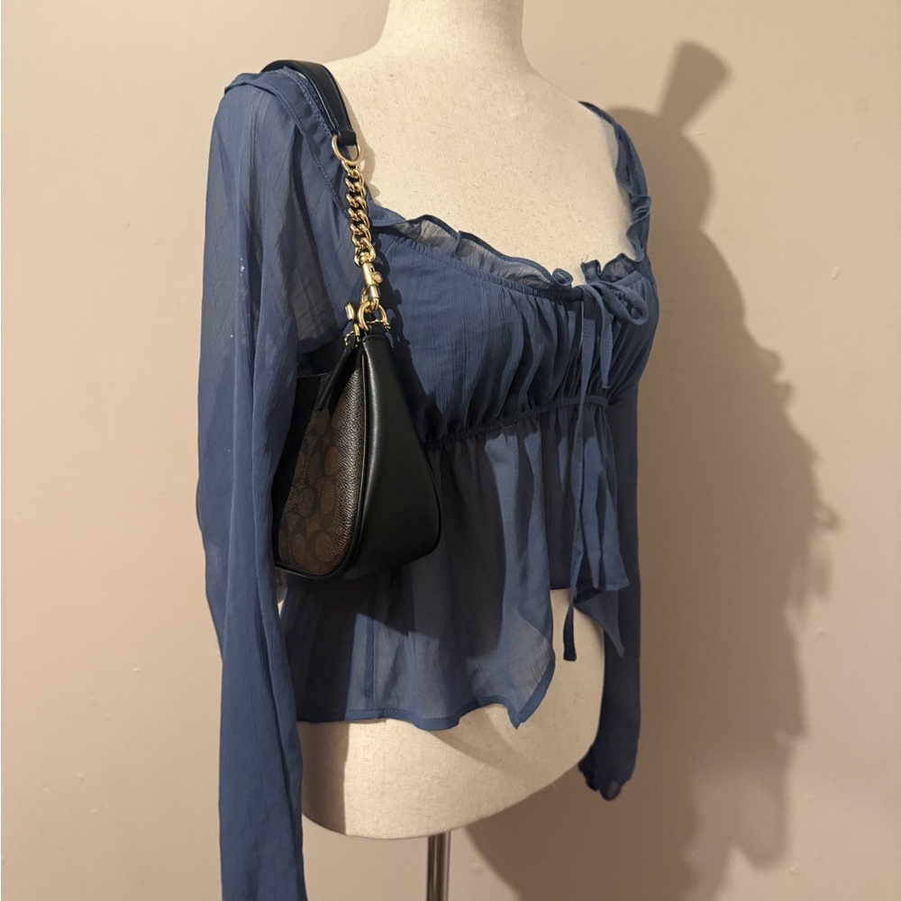 Full Tilt Navy Sheer Blouse